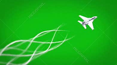 Advanced Military Fighter Jet Soaring Across a Chroma Key Green Screen for VFX Compositing