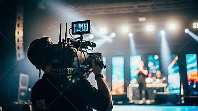 A talented videographer captures a live performance, showcasing artistry