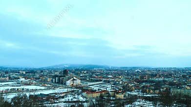 Dawn over Oslo, Norway. Common species. Time Lapse