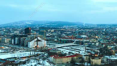 Dawn over Oslo, Norway. Common species. Time Laps