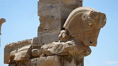 Stone Bull Figure from the Columns of Persepolis, Shiraz, Iran