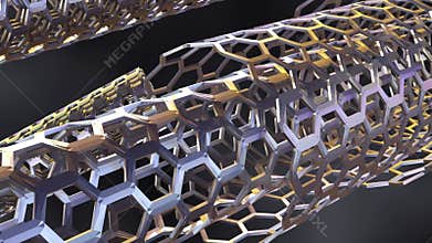 A 3d animation of floating multi-walled carbon nanotube.