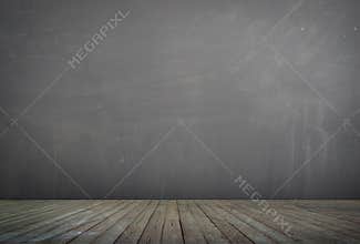 Wooden floor and concrete wall background textured