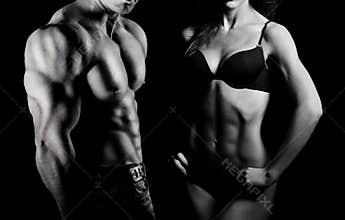 Bodybuilding. Man and woman