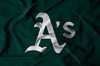 flag with the logo of the MLB Athletics baseball team, 3d illustration
