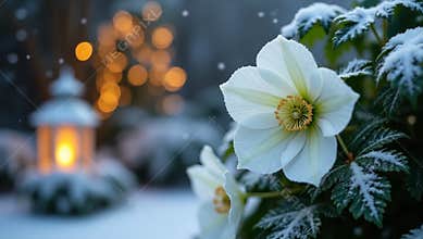 Christmas rose bloomed in winter
