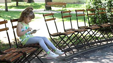 Little girl fun with tablet pc