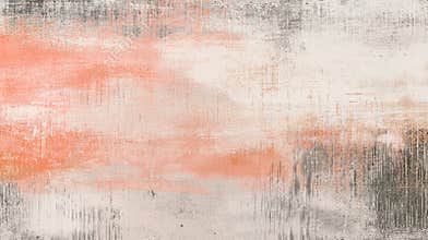 Wide abstract painting background showcasing artistic brushstrokes, grunge texture, and a blend of orange, gray, and