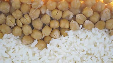 Cooking healthy meals with rice and chickpeas