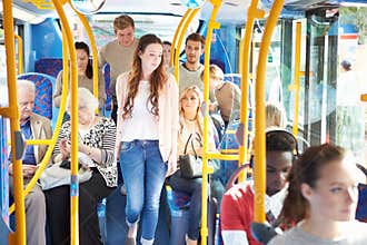 Interior Of Bus With Passengers