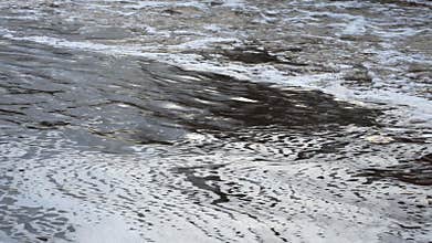 River Water Flow with Beautiful Wavy Stream and Foam Patterns