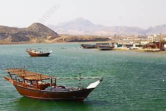 Traditional wooden ships in the harbor of Sur, Sultanate of Oman