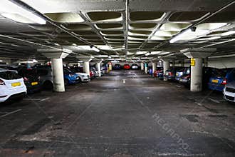 Parking lot with cars