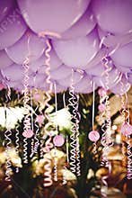 Balloons under the ceiling on wedding party