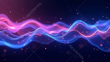 Abstract pink and blue digital wave flowing on dark background