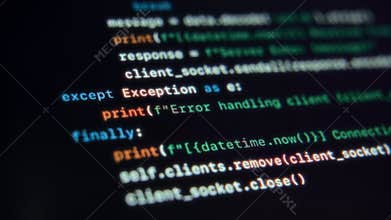 Close up view of programming code on a computer screen