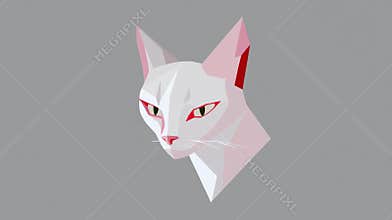 Geometric White Cat Portrait