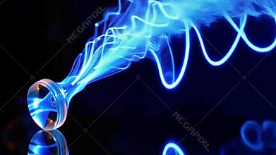 Blue energy wave flow, abstract science and technology stock footage Generative AI