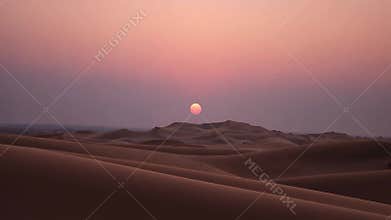 Desert sunset with sand dunes, arid landscape and nature beauty stock footage Generative AI
