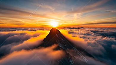 Mountain peak at sunset, majestic landscape and nature views stock footage Generative AI