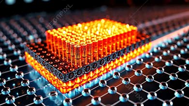 Red glowing circuitry board, electronic components and tech background stock footage Generative AI