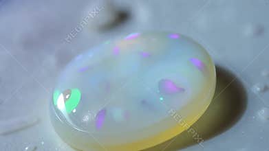Opal gemstone with rainbow colors, iridescent jewelry and mineral stock footage Generative AI