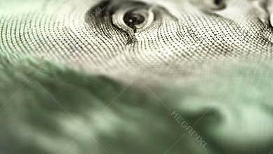 New one hundred dollals bill from close-up to shee