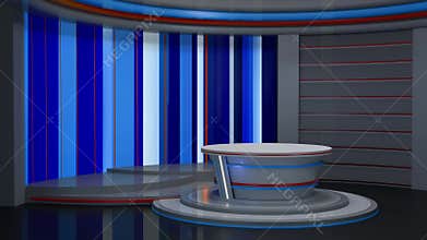3D Virtual TV Studio News, Backdrop For TV Shows .TV On Wall.3D Virtual News Studio Background