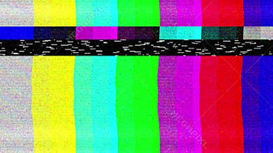 No Signal Old Vintage TV. Static Color Noise Overlay. Glitch Error Video Damage. Bad Interference.