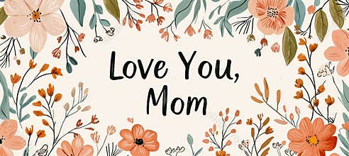 Whimsical Mothers Day Card Template with Hand-Drawn Floral Borders in Earth Tones