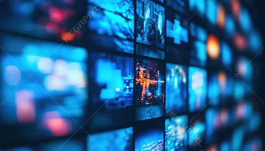 Blurry Television Programs And Films On Blue Streaming Media Service