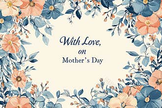 Elegant Mother's Day Card Design with Floral Pastel Borders for Print and Digital Use