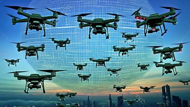 Drone Swarm Over City