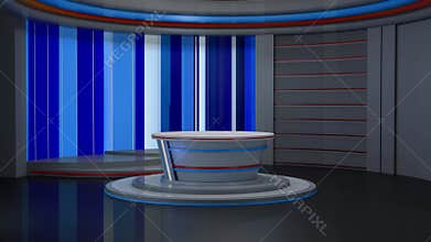 3D Virtual TV Studio News, Backdrop For TV Shows .TV On Wall.3D Virtual News Studio Background