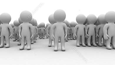 3d cartoon humans people huge crowd stay