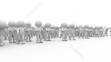 3d Cartoon crowd people applause