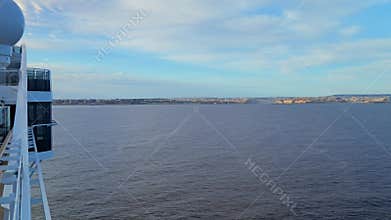 Cruise ship approaching Valletta, Malta, with historic fortifications in view
