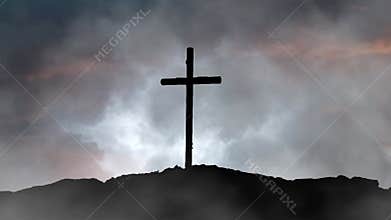 cross on the sky video background