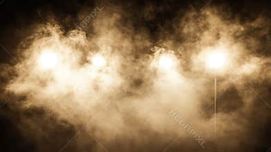 Ethereal Illumination Lights Breaking Through Fog or Smoke Sepia Tones Create a Mystical Ambiance