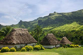 Traditional houses of Navala village, Viti Levu, Fiji