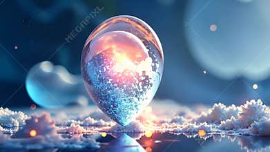 A glimmering heart of ice a symbol of everlasting love in a winter wonderland. Generative AI