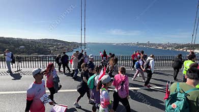 Athletes running in 45. Istanbul marathon which includes two continents in one race.