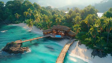 Path over the Water to Topical Bungalow