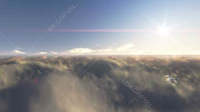 Fly over clouds and blue sky