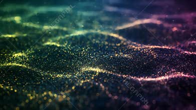 Abstract Digital Particle Wave Background in Motion with Gradient Color Lighting