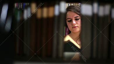 Girl searching for books