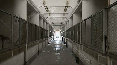 Abandoned industrial interior in dark