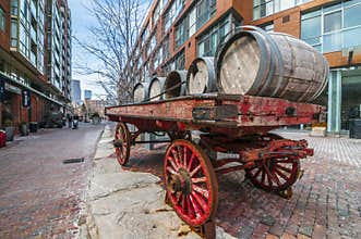 Cart of barrel:Distillery dist. Toronto Canada