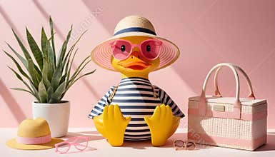 A 5D cartoon duck toy