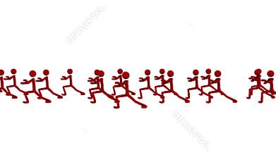 Group of Stick figure fight, martial arts training